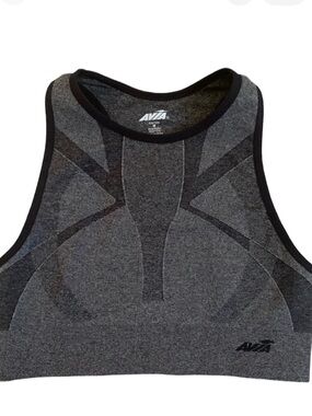NWOT AVIA HALTER STYLE  BLACK/GRAY WORKOUT TOP LIGHTWEIGHT STRETCH MEDIUM